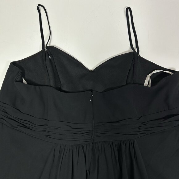 David Bridal Women High Low Black Chiffon Dress Strappy Beaded Front Sz 22 Flaw - Picture 10 of 12